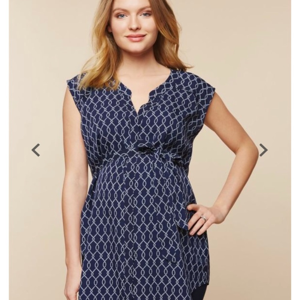 Motherhood Maternity Cap Sleeve Tie Detail Blouse